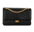 Medium 2.55 Chevron, &pound;4,100, Handbags, Black, Leather, Front view